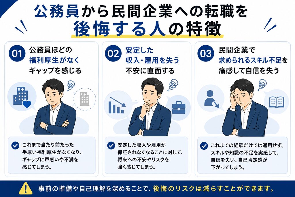 公務員から民間企業への転職を後悔する人の特徴